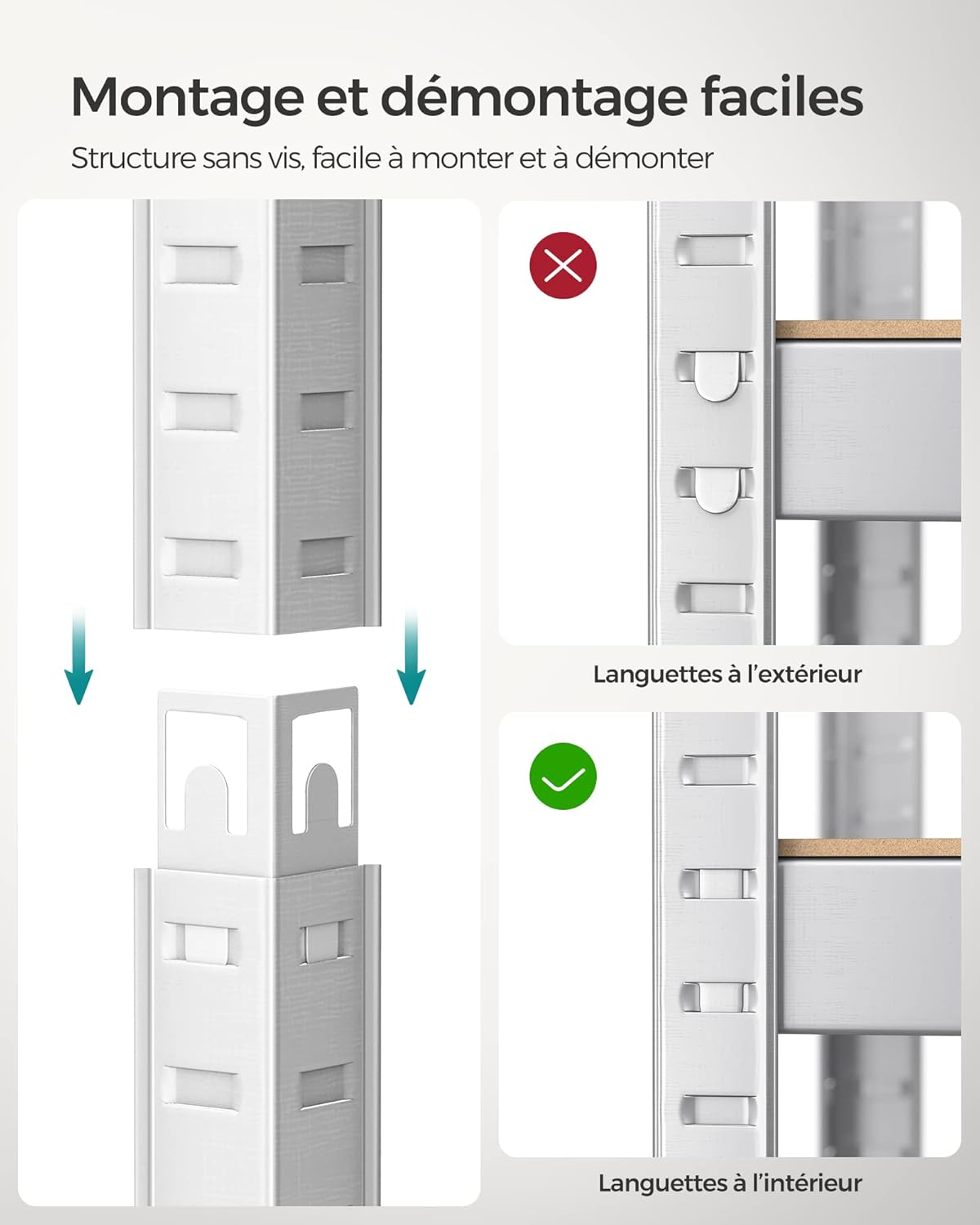 SONGMICS - étagère 4 niveaux - 40x80x160 cm - 520 kg, planches réglables, style industriel - GLR044E02