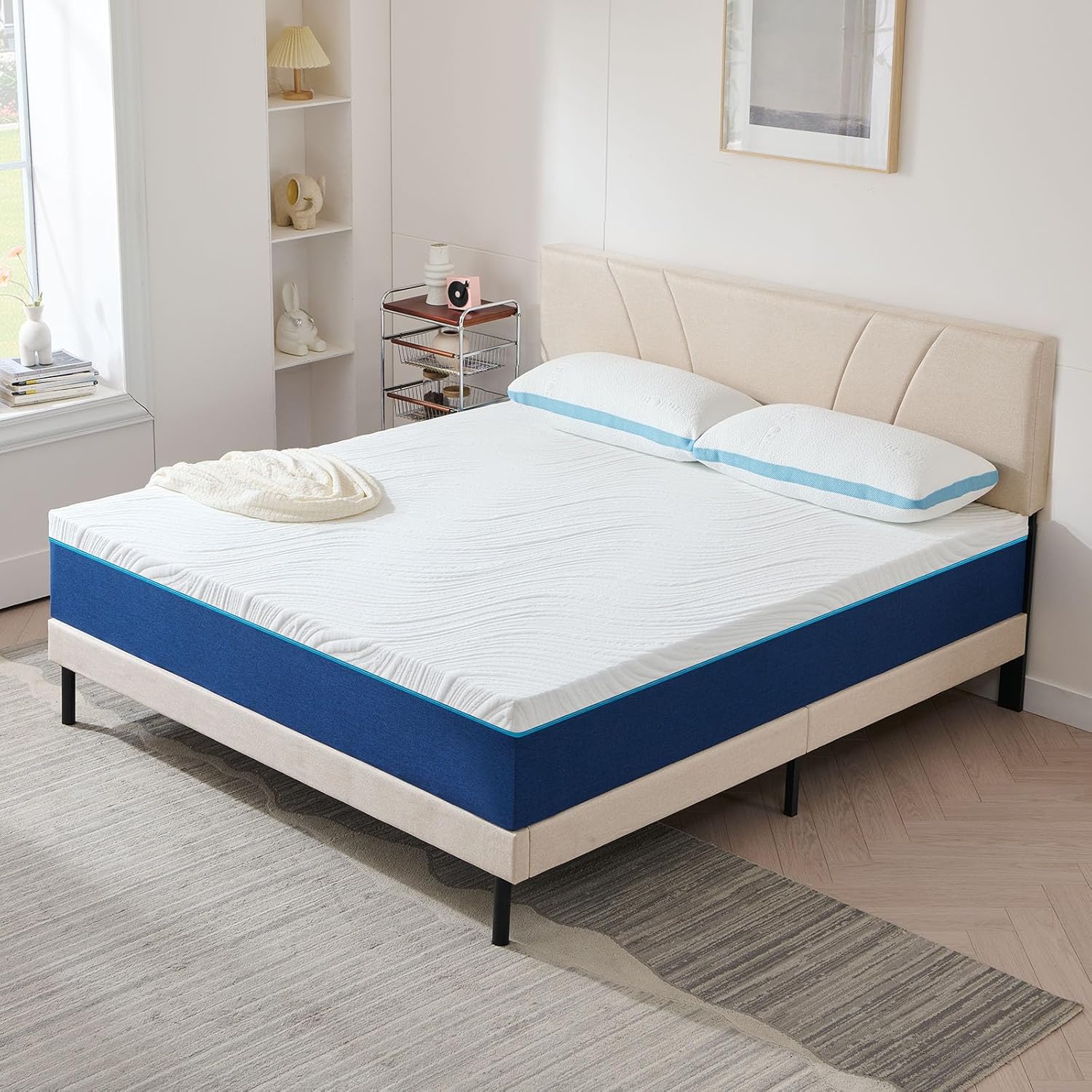Matelas mousse mémoire de forme - 140x200 cm - 20cm, 7 zones, réversible