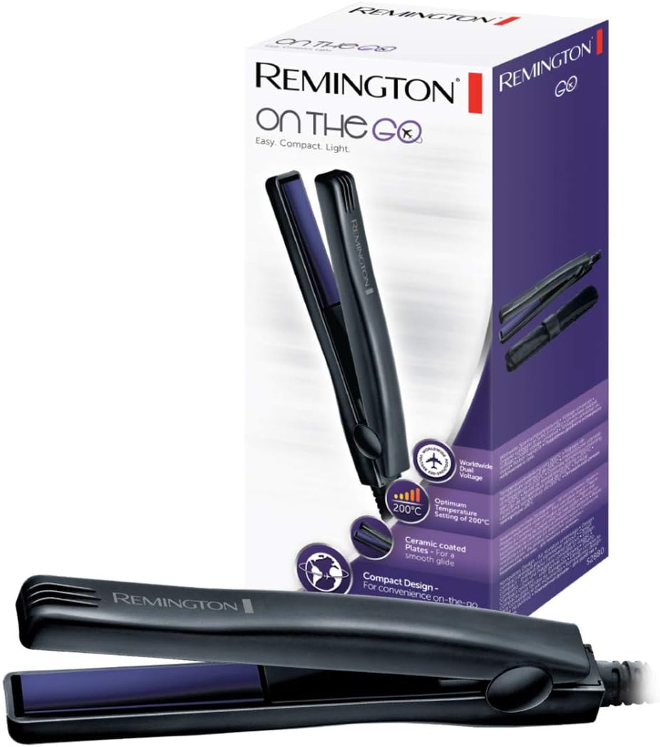 Remington - Mini lisseur On The Go - 15cm - céramique, 200°C, voltage universel, S2880