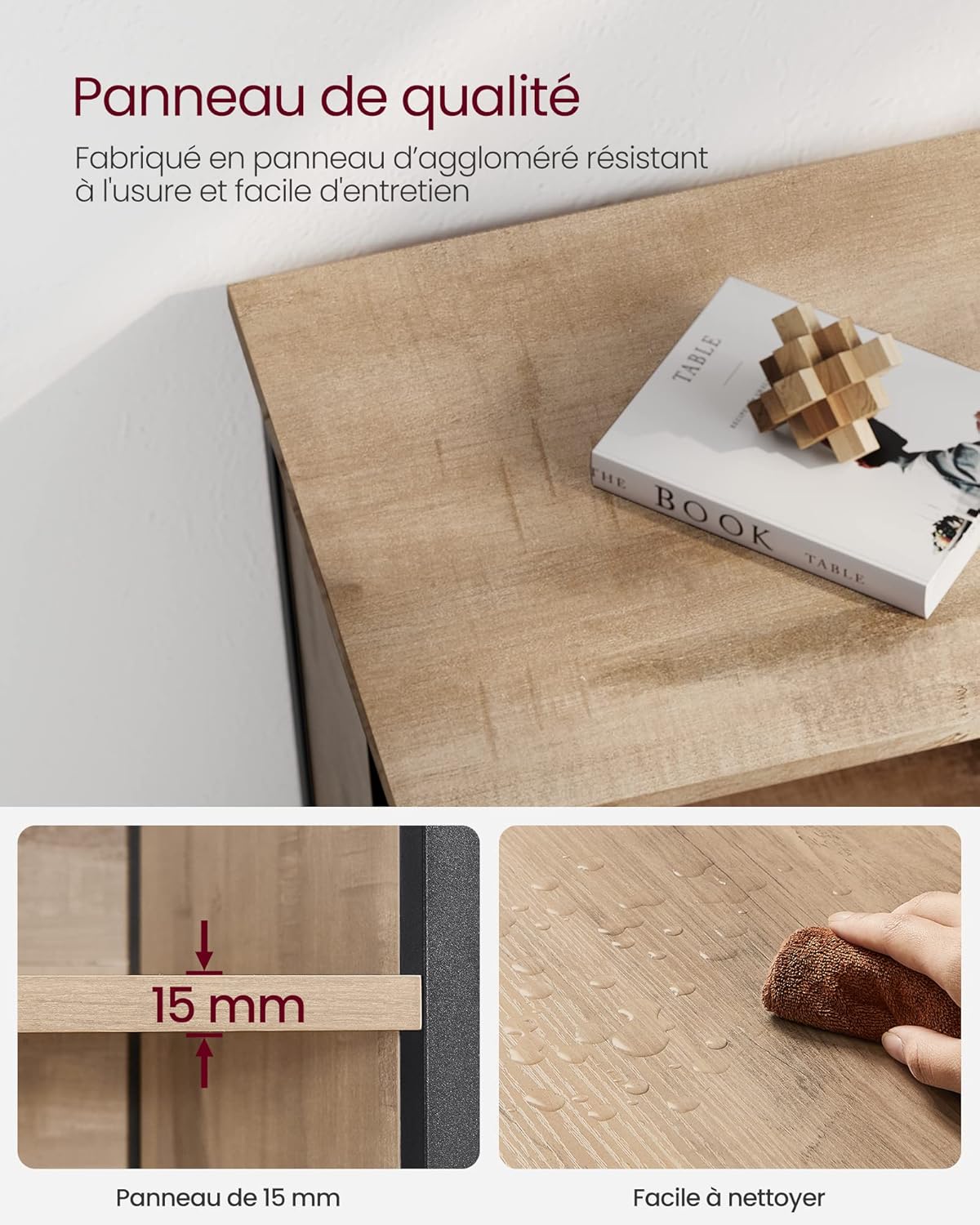 VASAGLE - buffet de rangement série LSC066B50 - rangement acier et bois, 2 étagères réglables, 70 x 30 x 80 cm - LSC066B