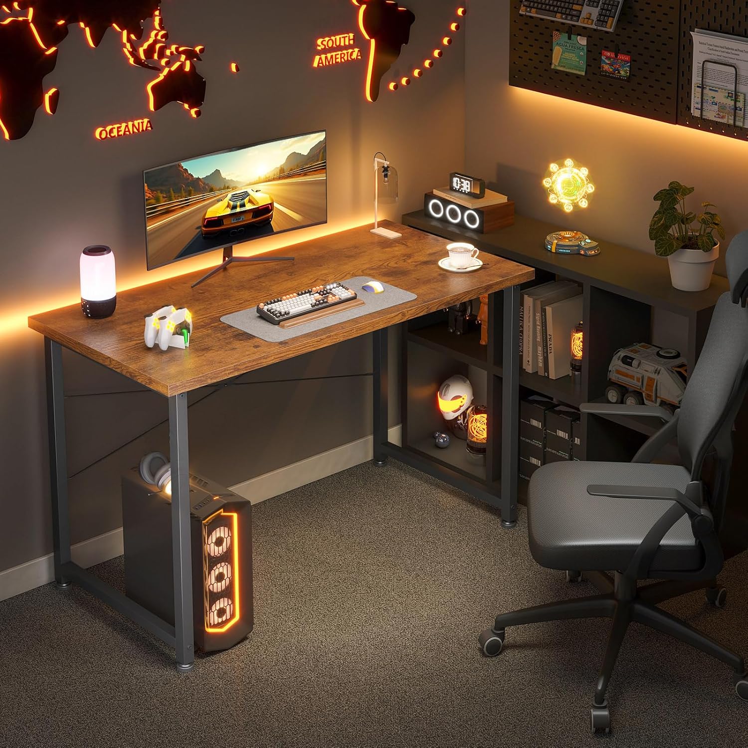 ODK - Bureau d’ordinateur série étude - 100x48cm - compact et marron