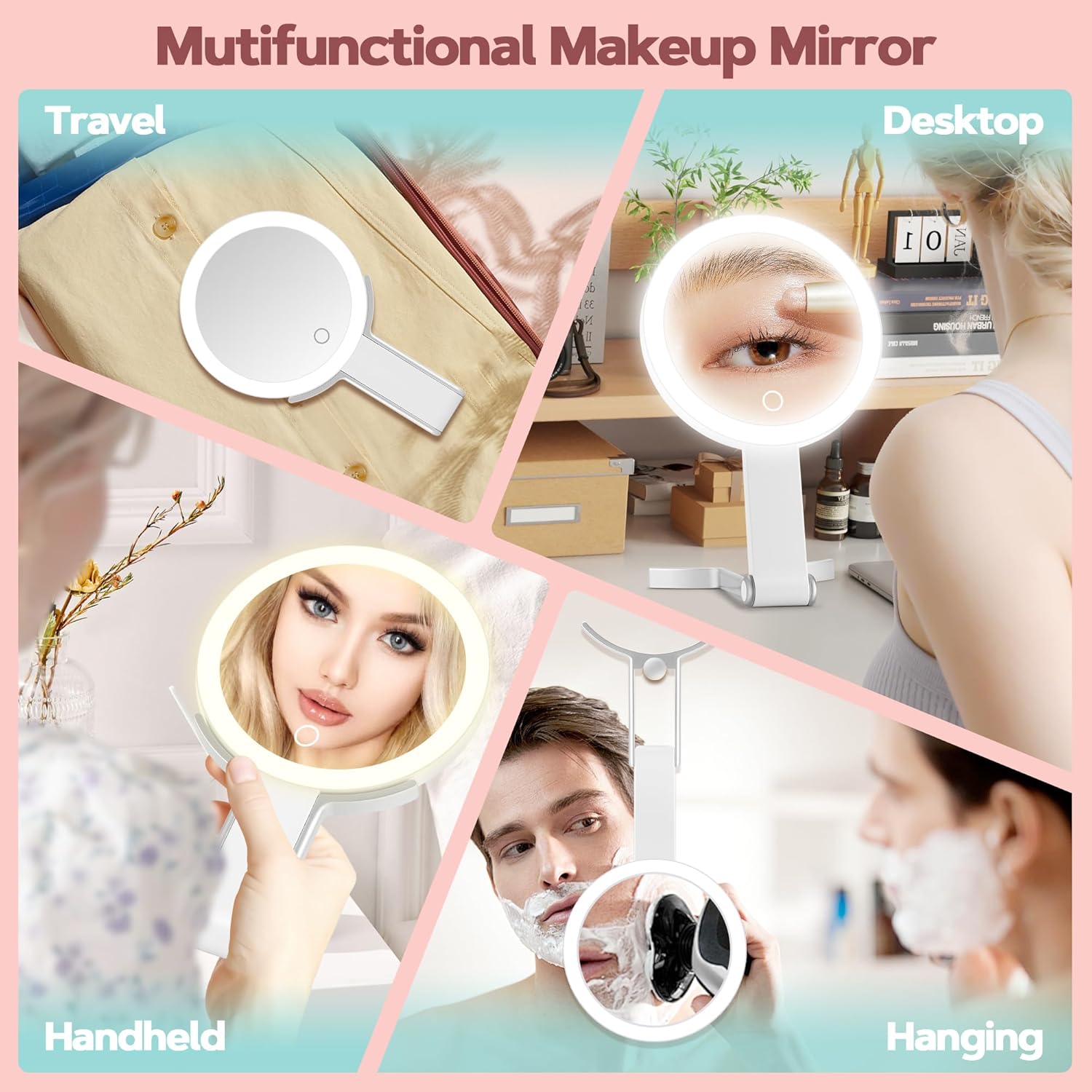 B Beauty Planet - miroir grossissant double face 30X/1X - lumineux, pliable, avec pince à épiler