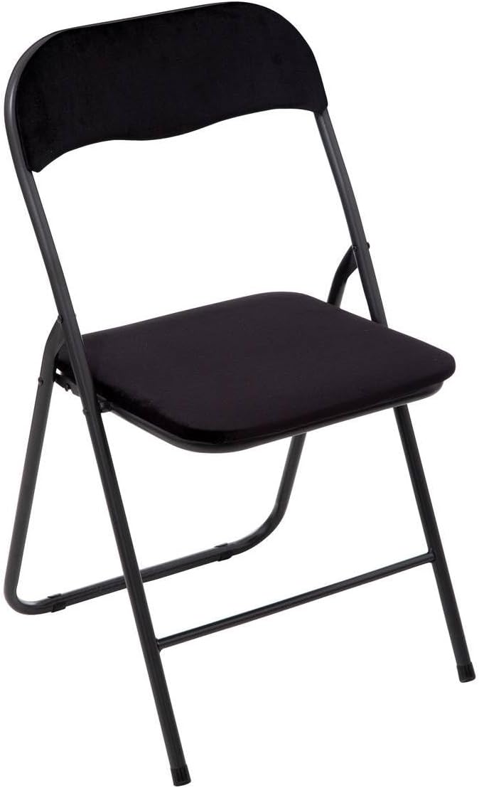5five - Chaise pliante velours noir - confort, compacte, légère