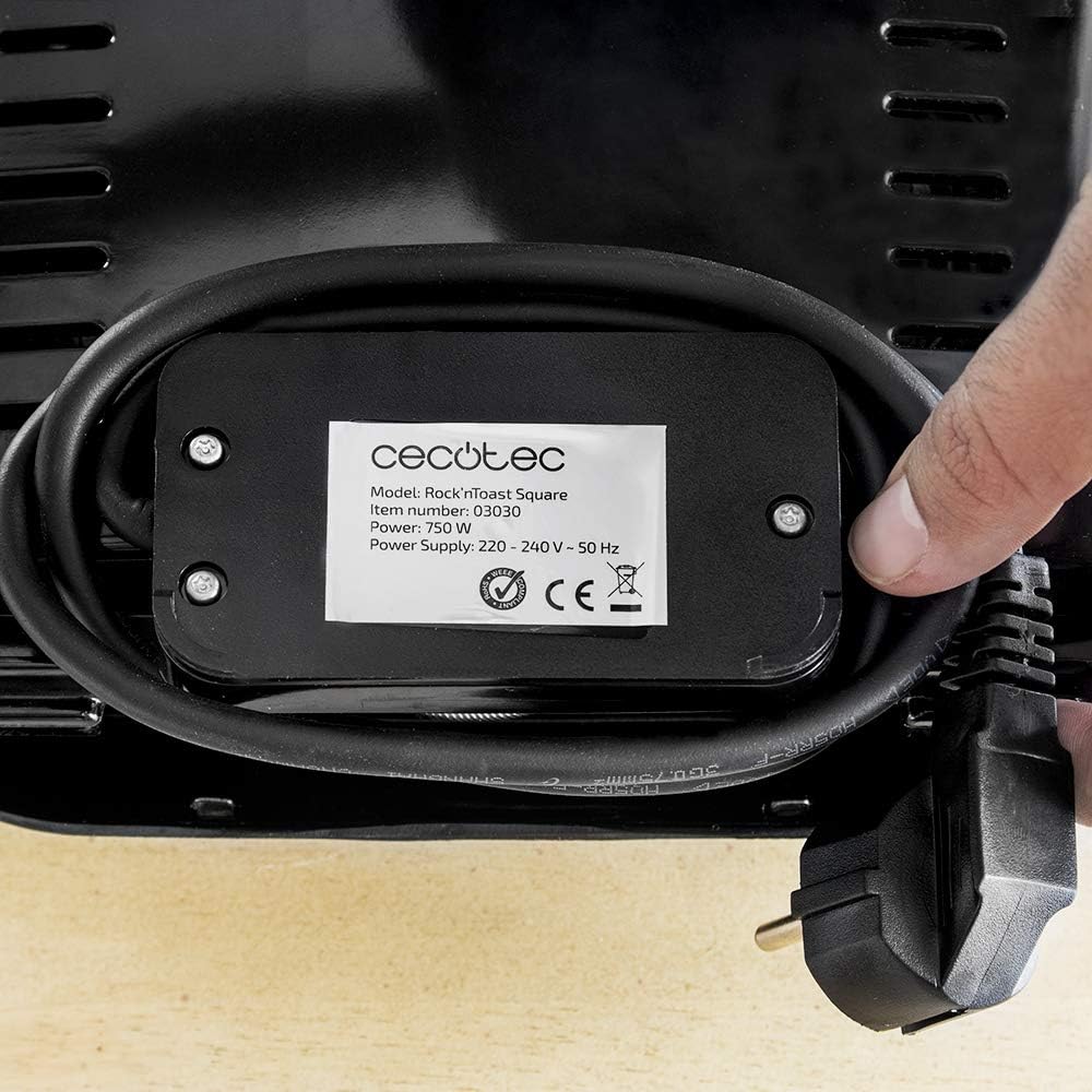Cecotec - Rock'n Toast Sandwich Squared - 2 sandwiches - grill, antiadhésif, poignée froide, 750W