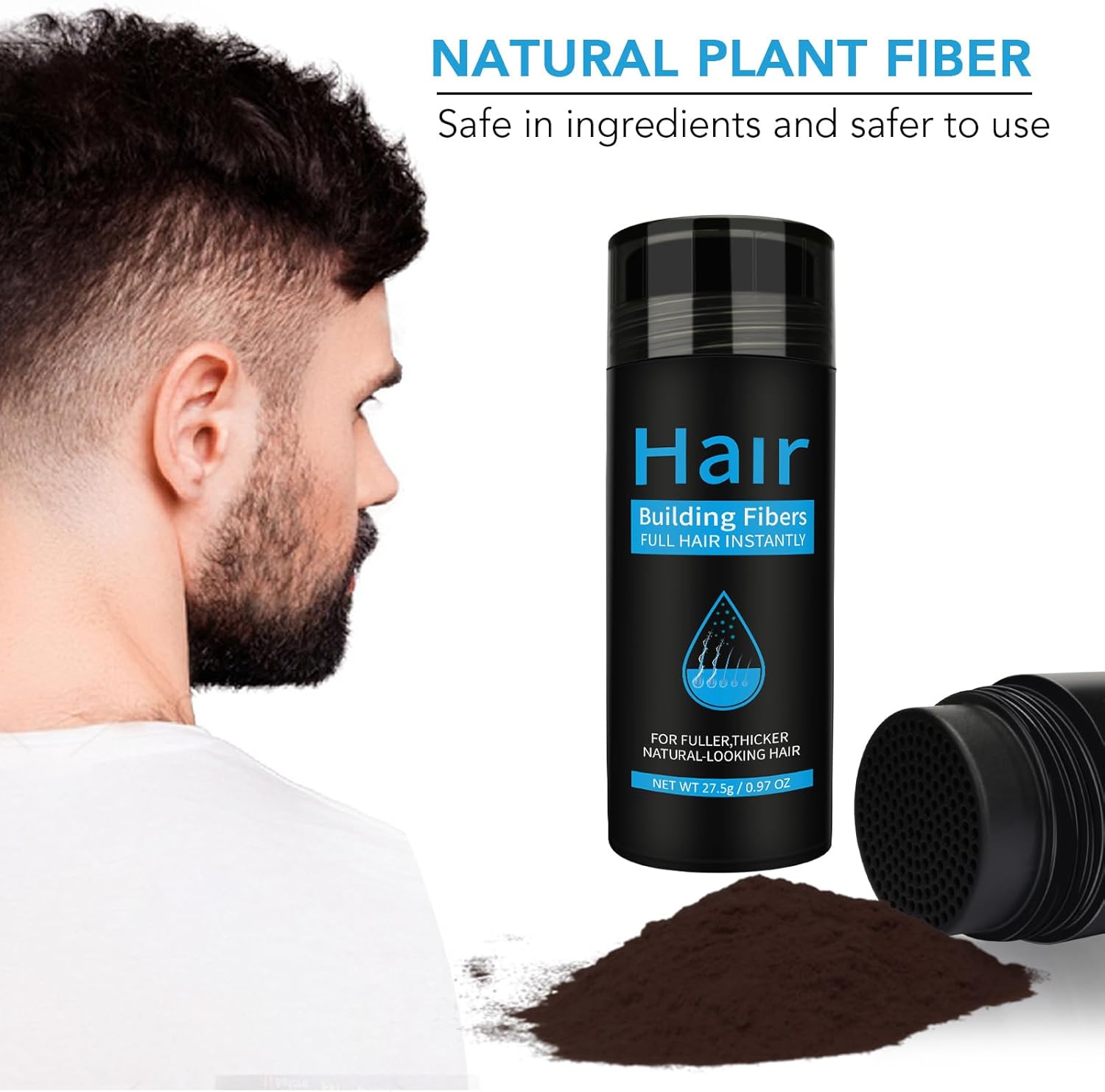 Fibres capillaires densifiantes - kératine - effet volumateur, pour hommes et femmes, brun moyen