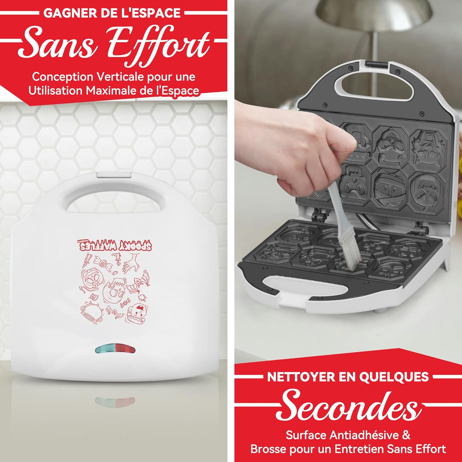 Machine à gaufres Halloween - 8 motifs - électrique, décoration cuisine