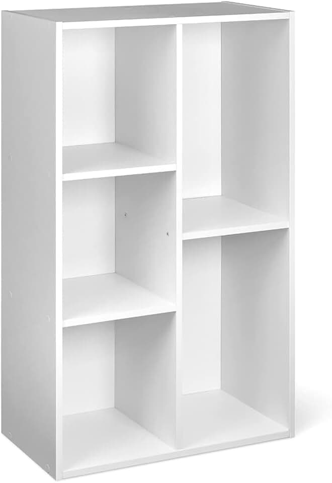 maxi-dealzz Basics - bibliothèque 5 compartiments - 50x24x80cm - blanc, rangement polyvalent