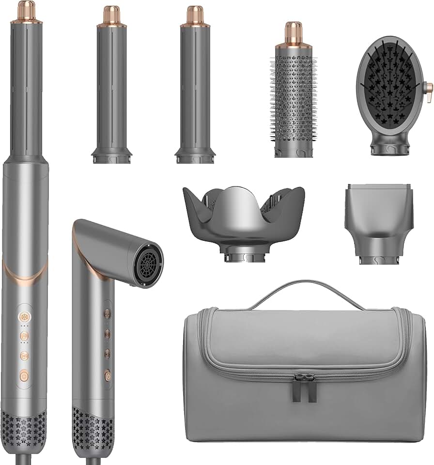 OKWRAP - Air Brush 6 en 1 - Styler multifonction, 110000 TR/MIN, accessoires voyage