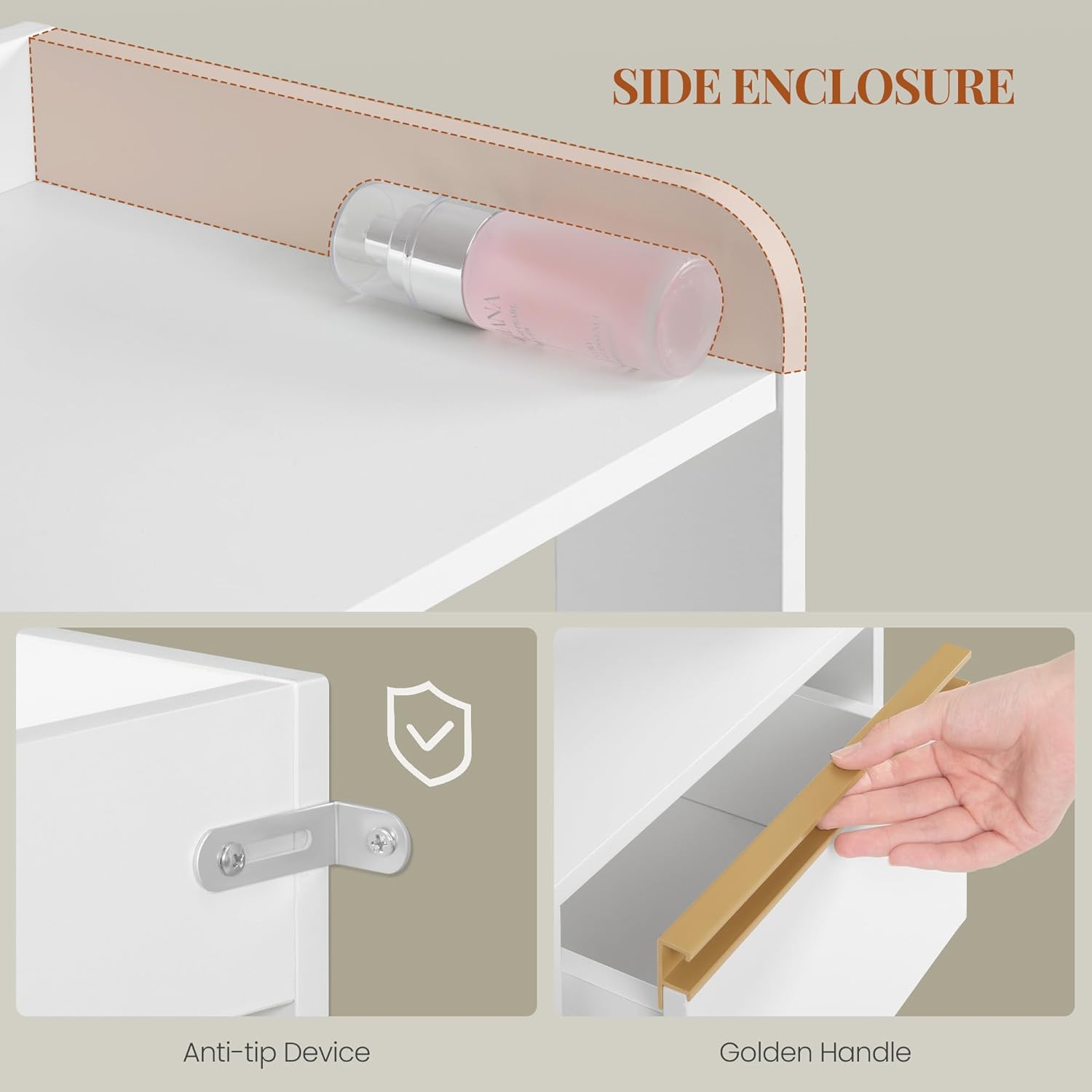 Meuble Salle de Bain - rangement placard 4 tiroirs, blanc, 30x60x110cm