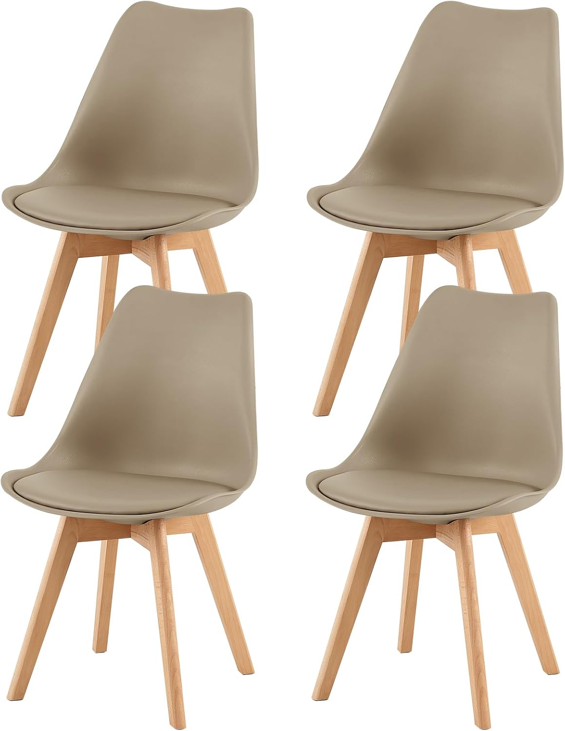 EGGREE - chaises scandinaves lot de 4 - hêtre massif - rembourrées, kaki