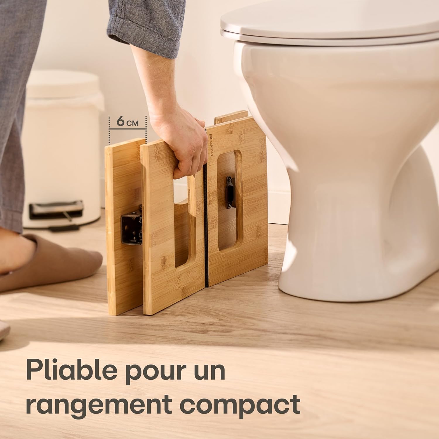 Praknu - tabouret WC bois FSC, antidérapant, ergonomique, adulte