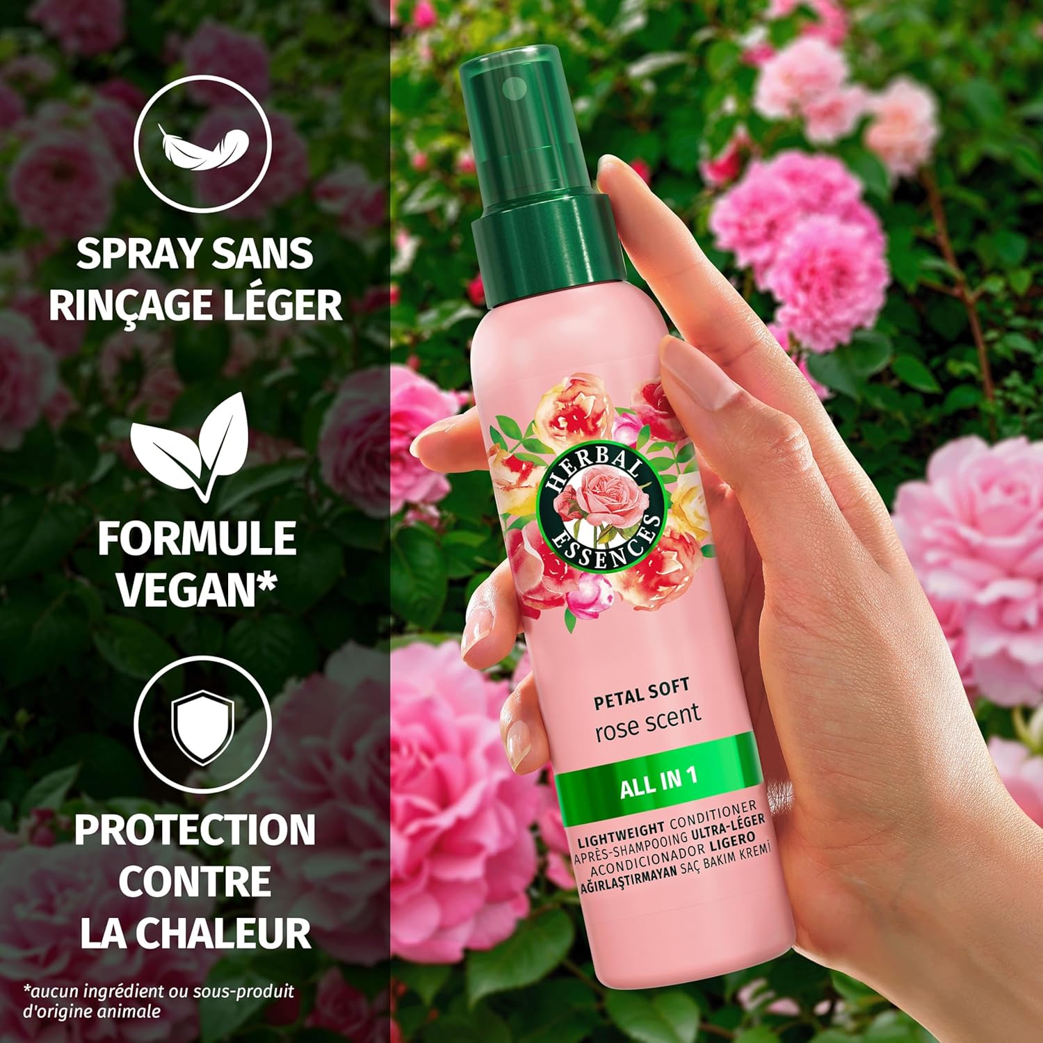 Herbal Essences - Parfum Rose Douceur - 145ml - spray nourrissant démêlant, anti-frisottis, éclat