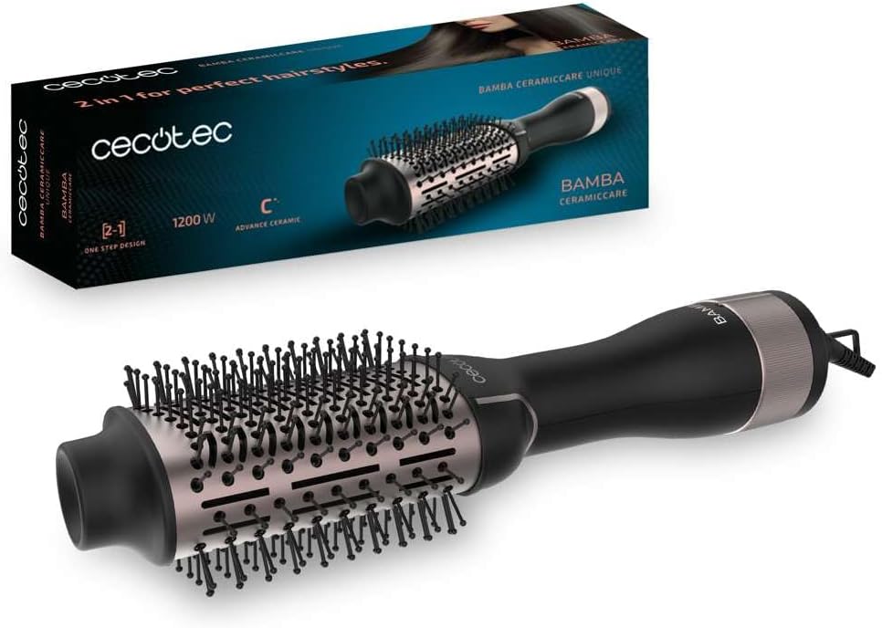 Cecotec - Bamba CeramicCare Unique - sèche-cheveux 2 en 1, 1200W, céramique, 2 vitesses, 3 températures, air froid