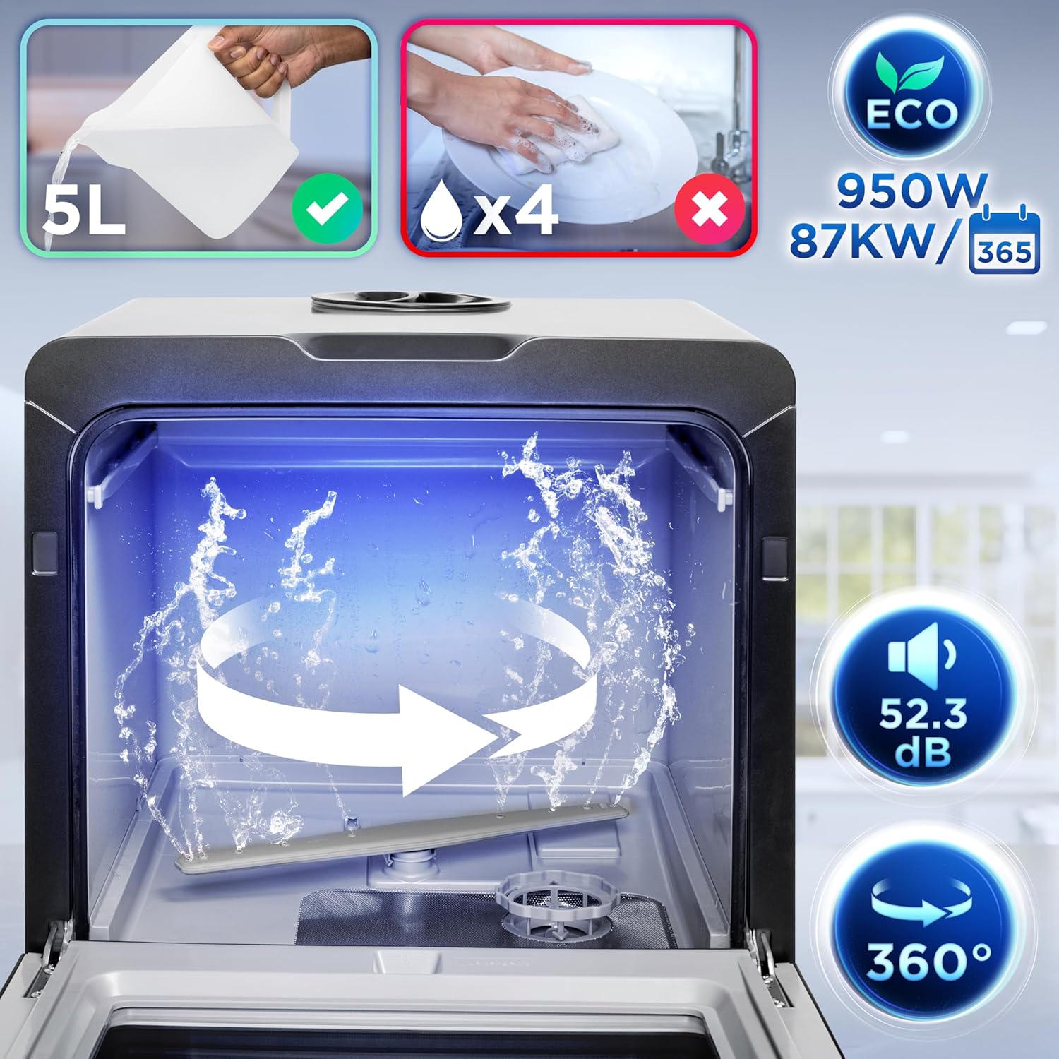 Duronic - DW5 BK - compact 55x50x43cm - 7 programmes, séchage performant