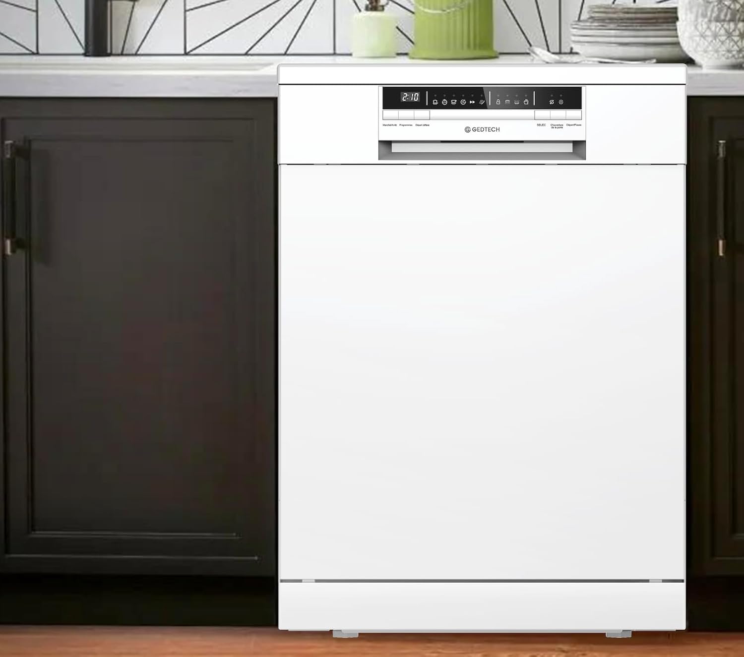 GEDTECH - Lave-vaisselle 15cv silencieux 44dB, départ différé, GLV1544WH