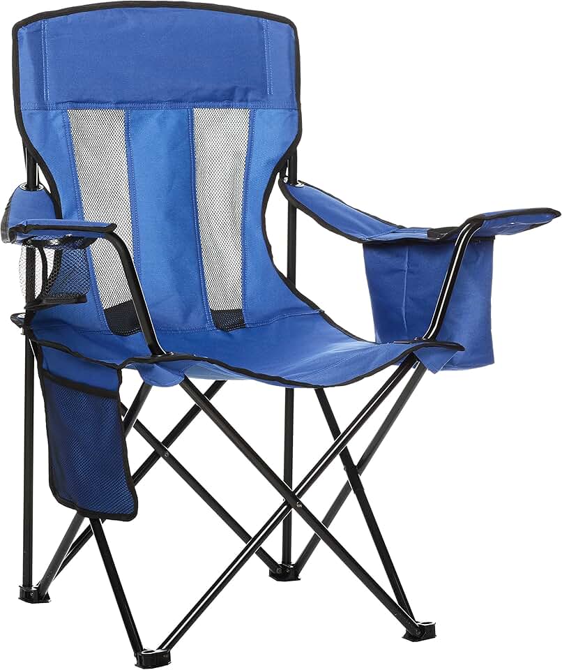maxi-dealzz Basics - chaise de camping pliante - dossier haut, poche isotherme
