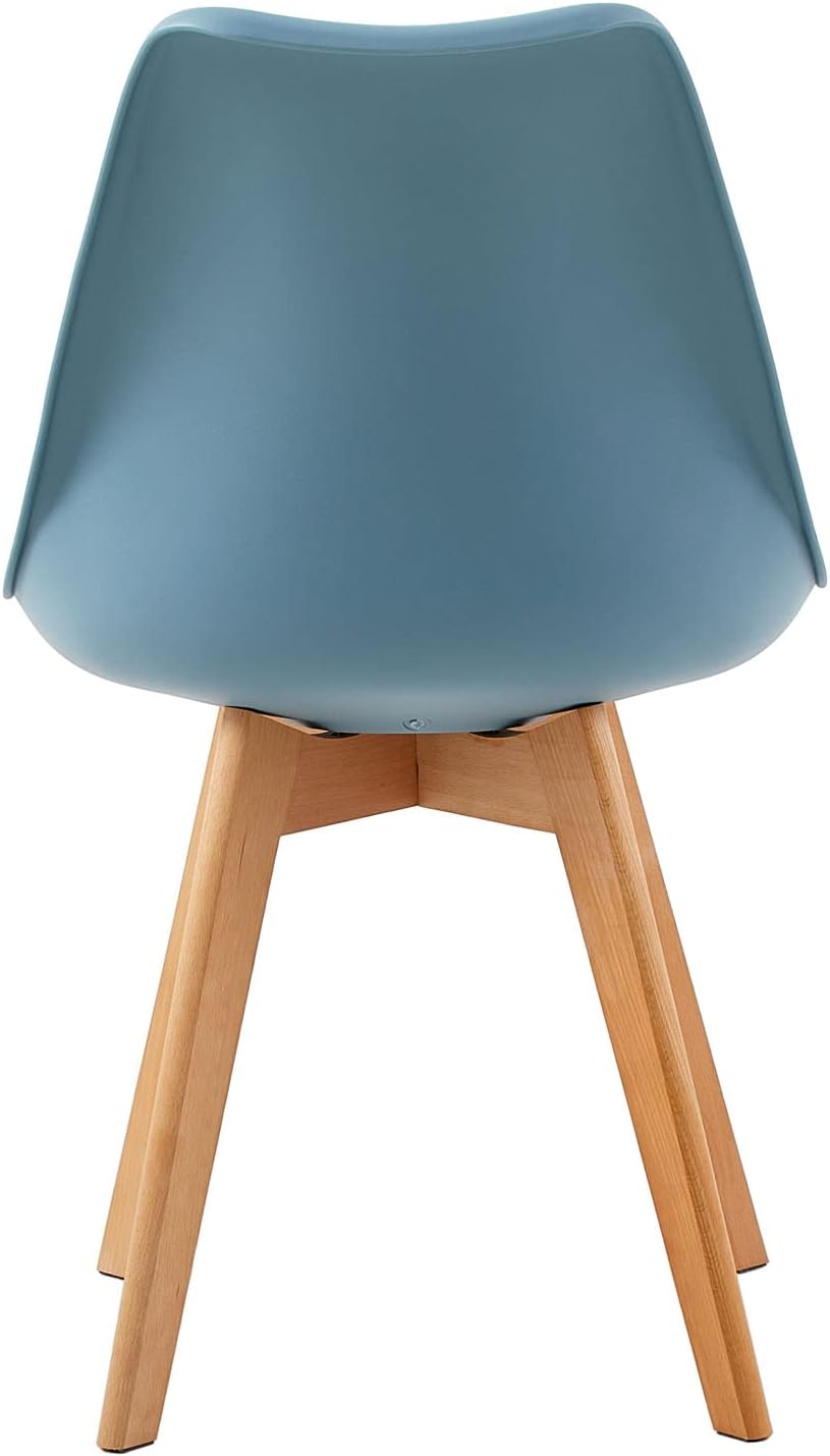 EGGREE - chaise salle à manger scandinave - bleu clair - rembourrée, pieds hêtre massif, lot de 4