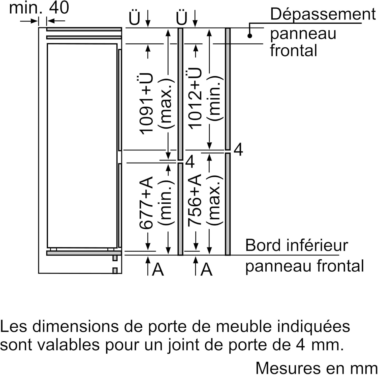 Bosch - Série 4 - 177,2x54,1 cm - Frigo congélateur encastrable, 267L - KIV86VSE0