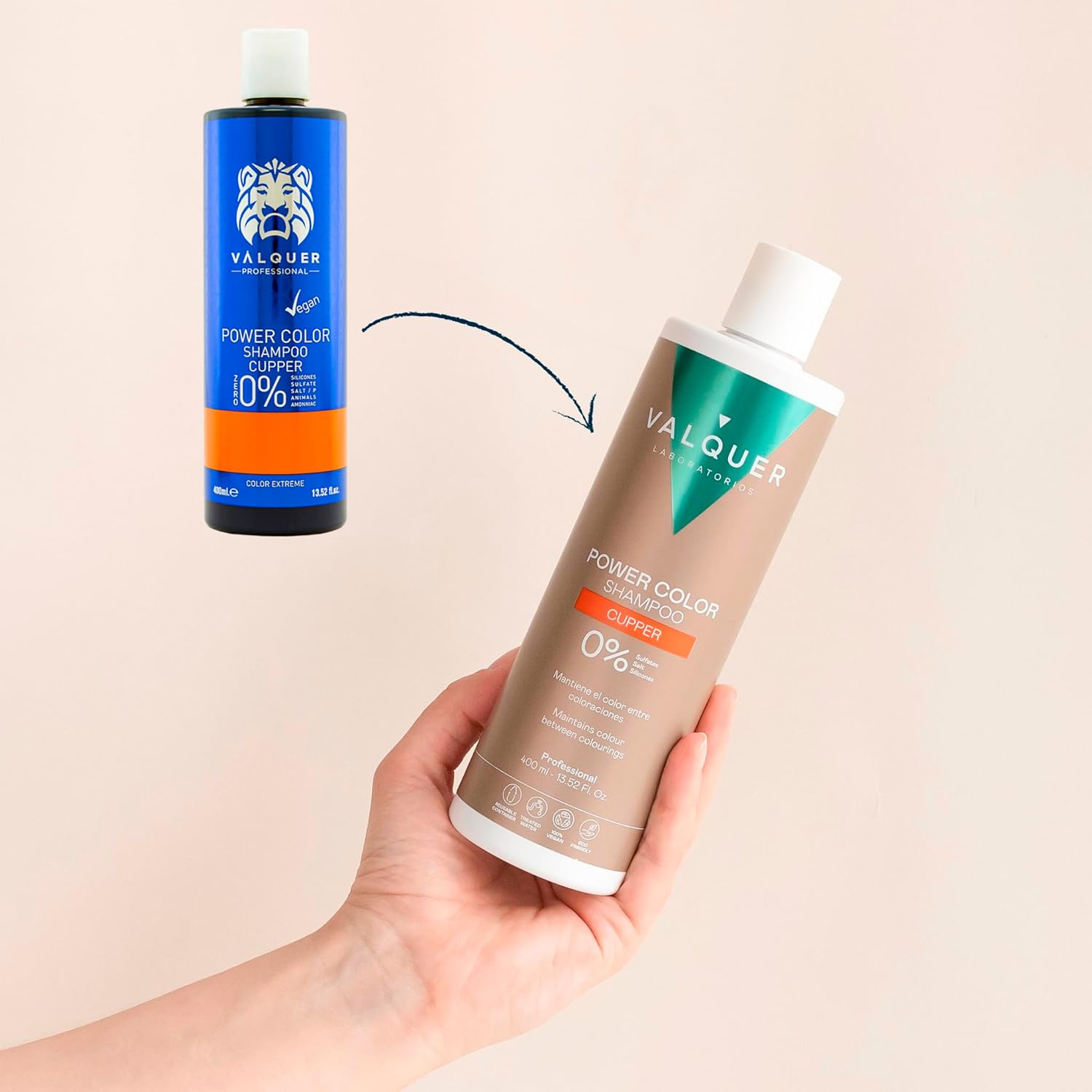 Valquer - Pack Power Color - 400 ml + 275 ml - shampooing et masque cheveux cuivrés