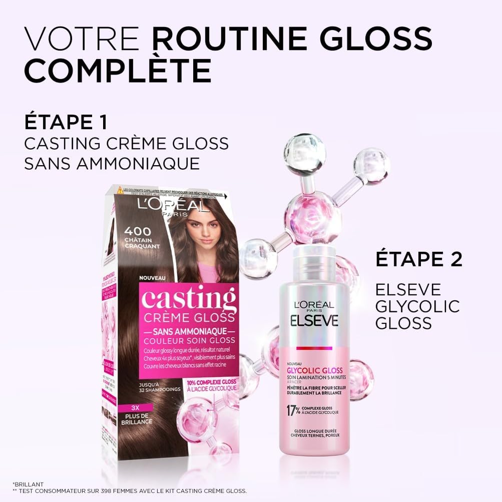 L'Oréal Paris - Casting Crème Gloss - semi-permanente, sans ammoniaque, noir ébène (200)