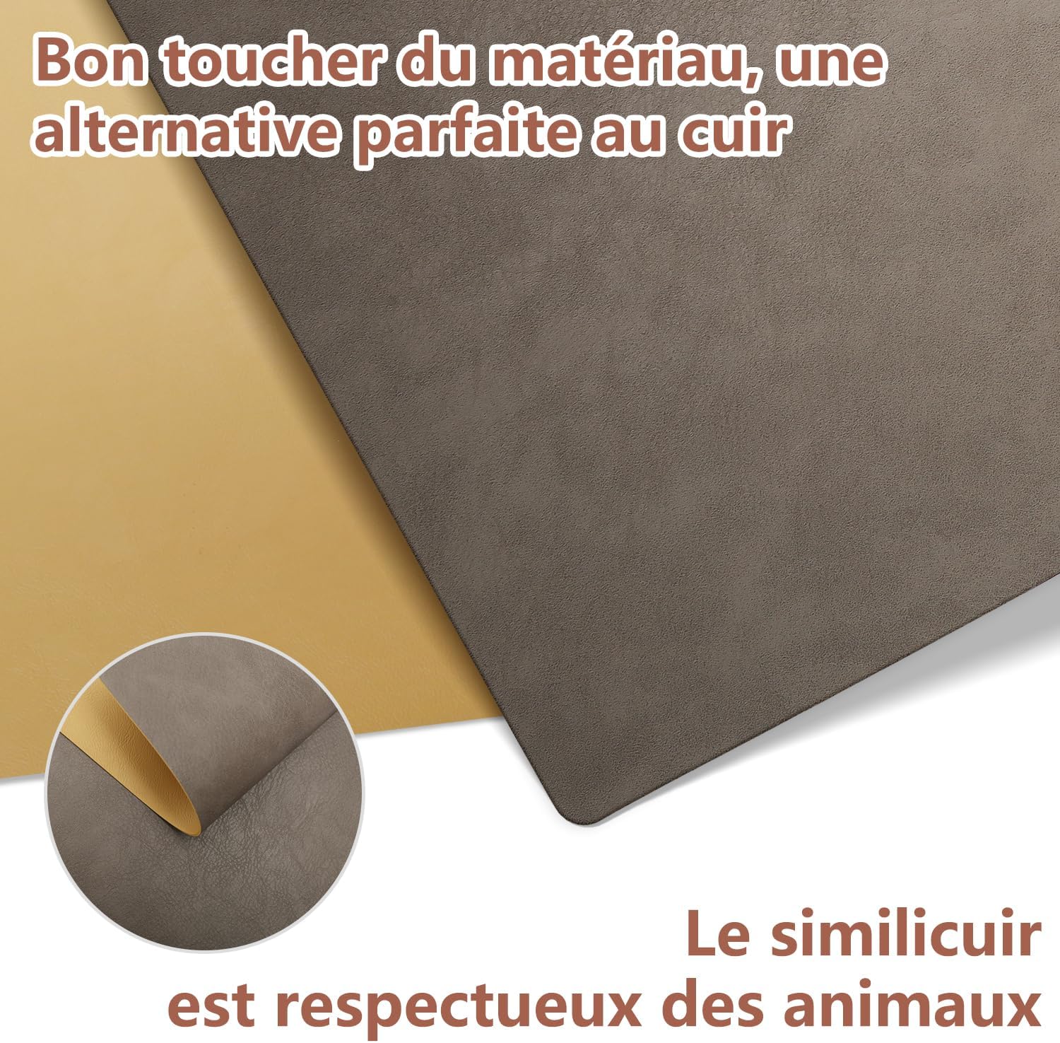 Set de table - cuir PU double face 43x30cm - lavable et antidérapant