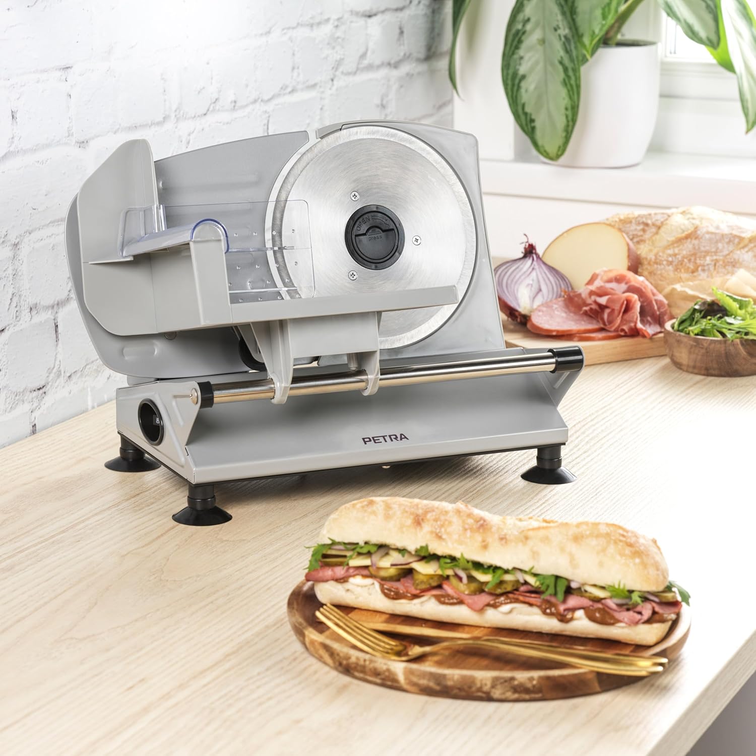 Petra - trancheuse électrique - 170mm, 1-15mm réglable, 3 lames inox