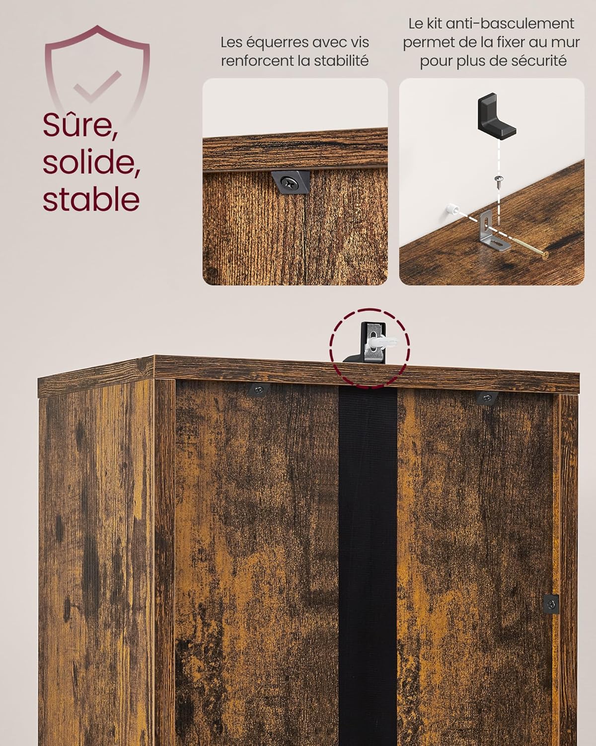 VASAGLE - Custos Collection - 24x31.8x175 cm - étagère haute 6 niveaux, porte, rangement ouvert LBC401K01