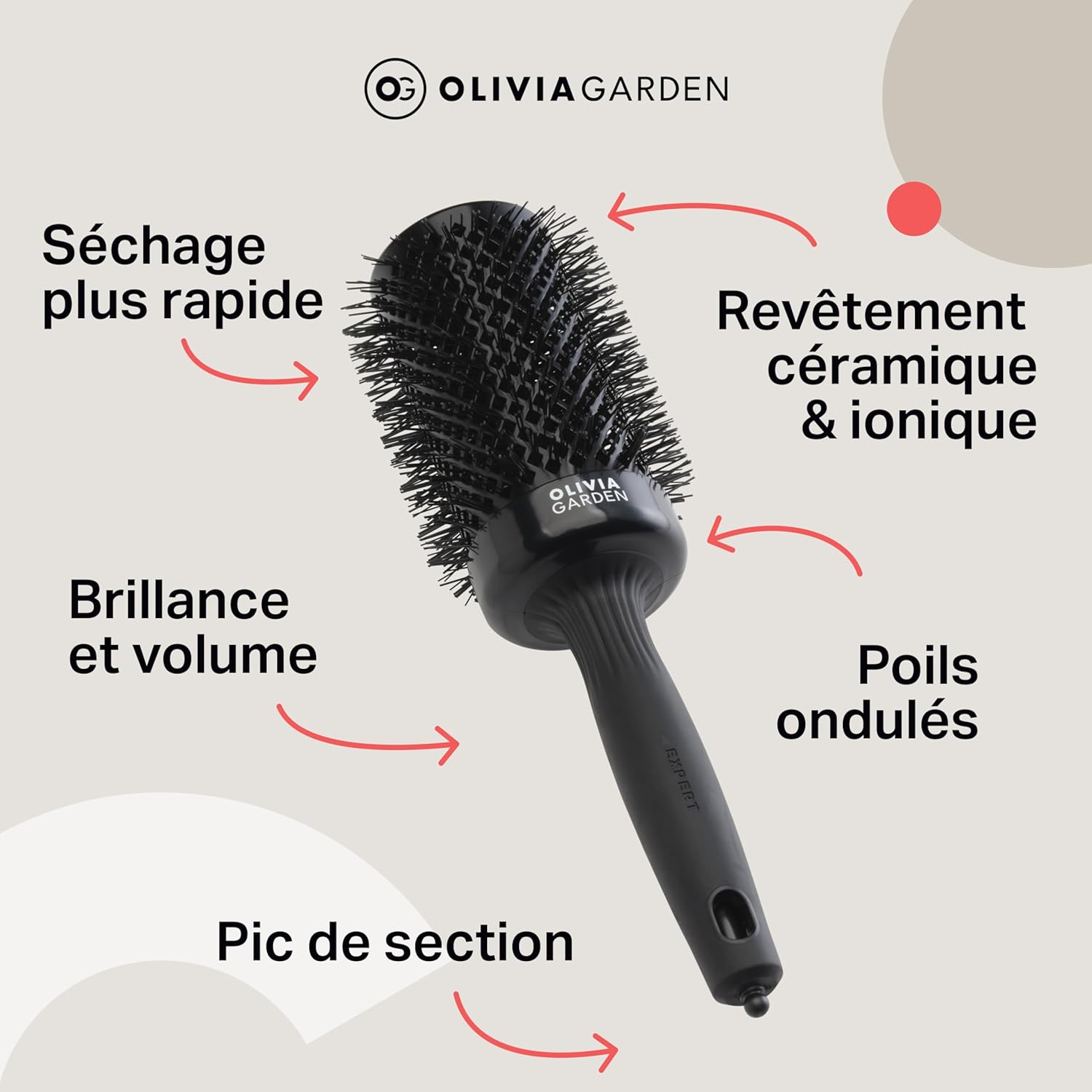Olivia Garden - Expert Blowout Shine - brosse ronde céramique antistatique brushing sans frisottis