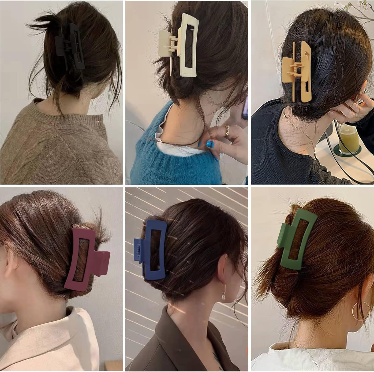 Kavya - lot 6 pinces cheveux - 10,5cm - antidérapantes, épaisses, adulte Hair Claw Clip-C