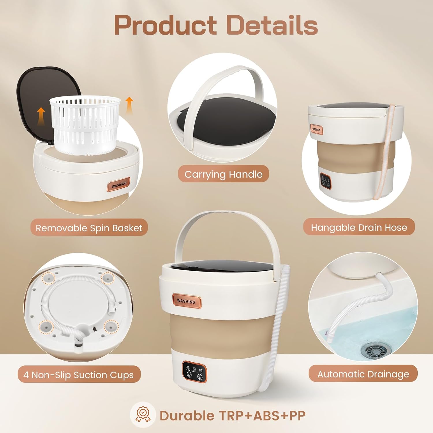 Machine à laver portable - mini 15L - compact, 3 modes lavage, essorage, idéal sous-vêtements et bébés