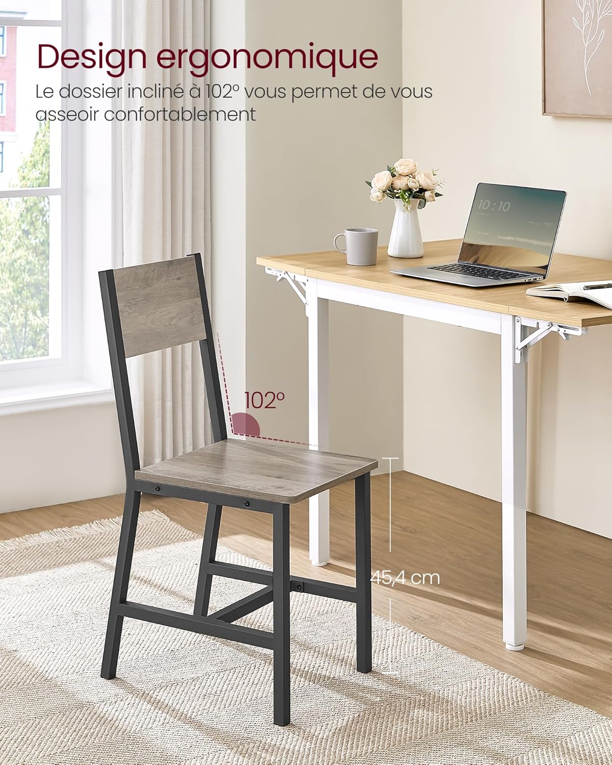 VASAGLE - chaise salle à manger, lot de 2, acier, style industriel, LDC092G01