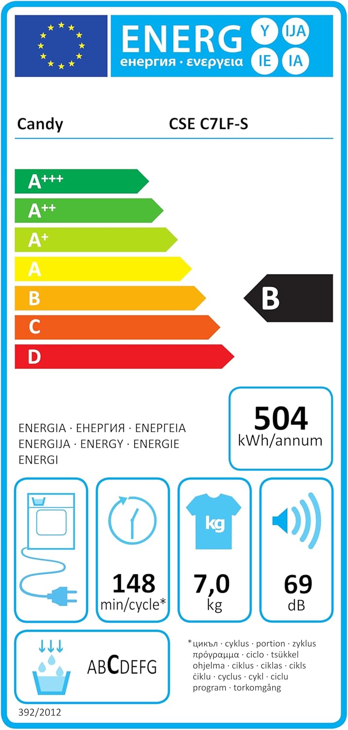 Candy - sèche-linge Série SMART - 7 kg, condensation, classe B, CSE C7LF-S
