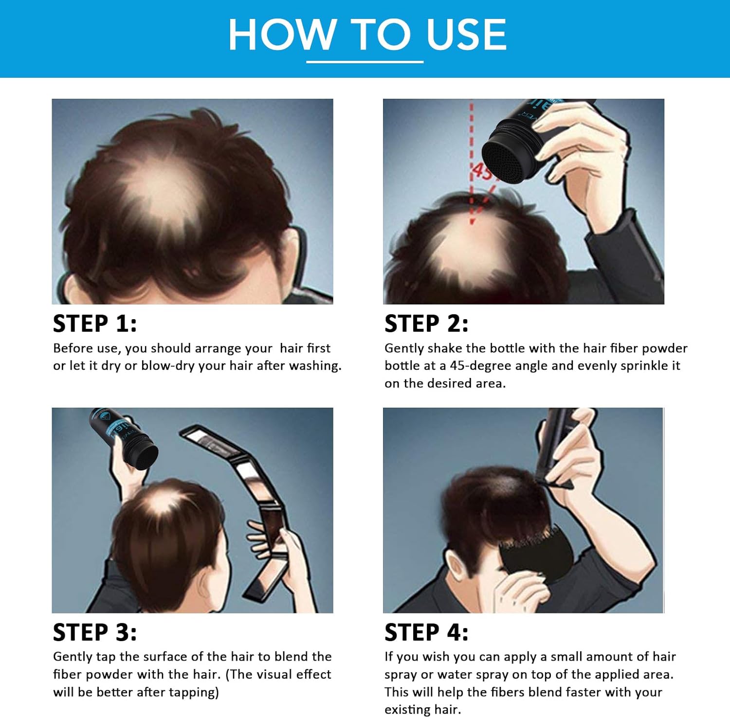 Fibres capillaires densifiantes - kératine - effet volumateur, pour hommes et femmes, brun moyen