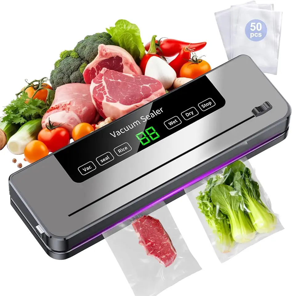 Machine sous vide alimentaire - 5 en 1 - 50 sacs inclus - mode humide/sec, multifonction