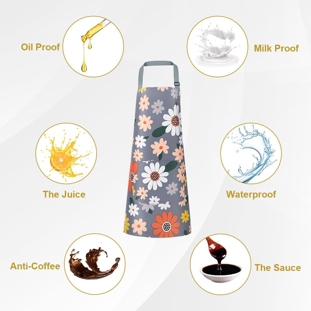Vicloon - tabliers floraux, réglables, imperméables, 3 pièces, poches