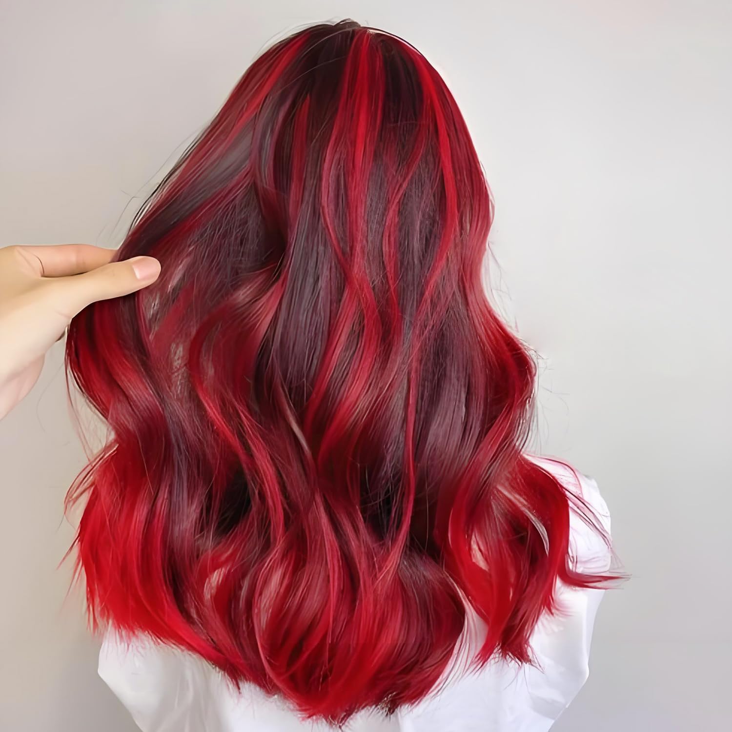 Extensions à clip cheveux - 22 pouces - mèches colorées raides, rouge