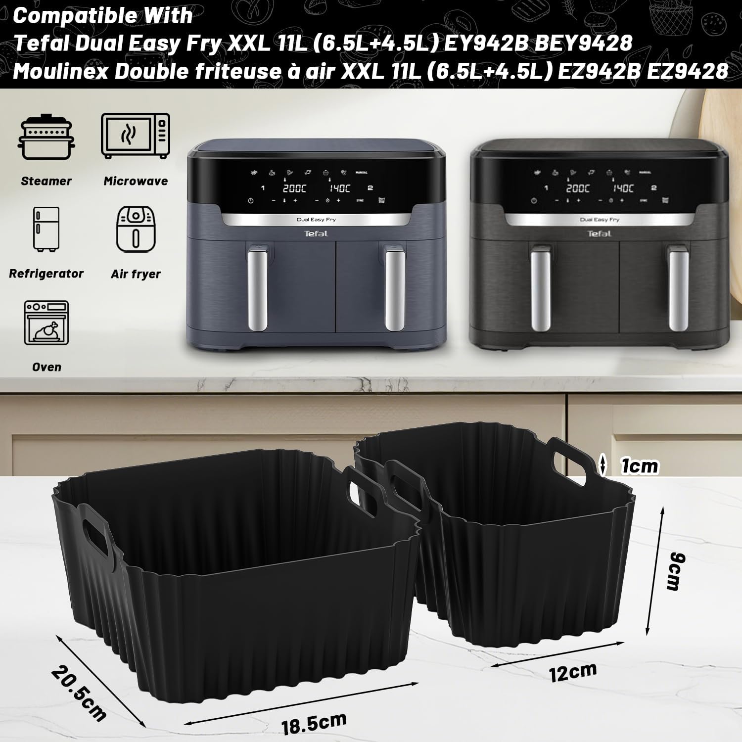 Accessoires Air Fryer - silicone, grille, papier cuisson, spray, EZ942BF0