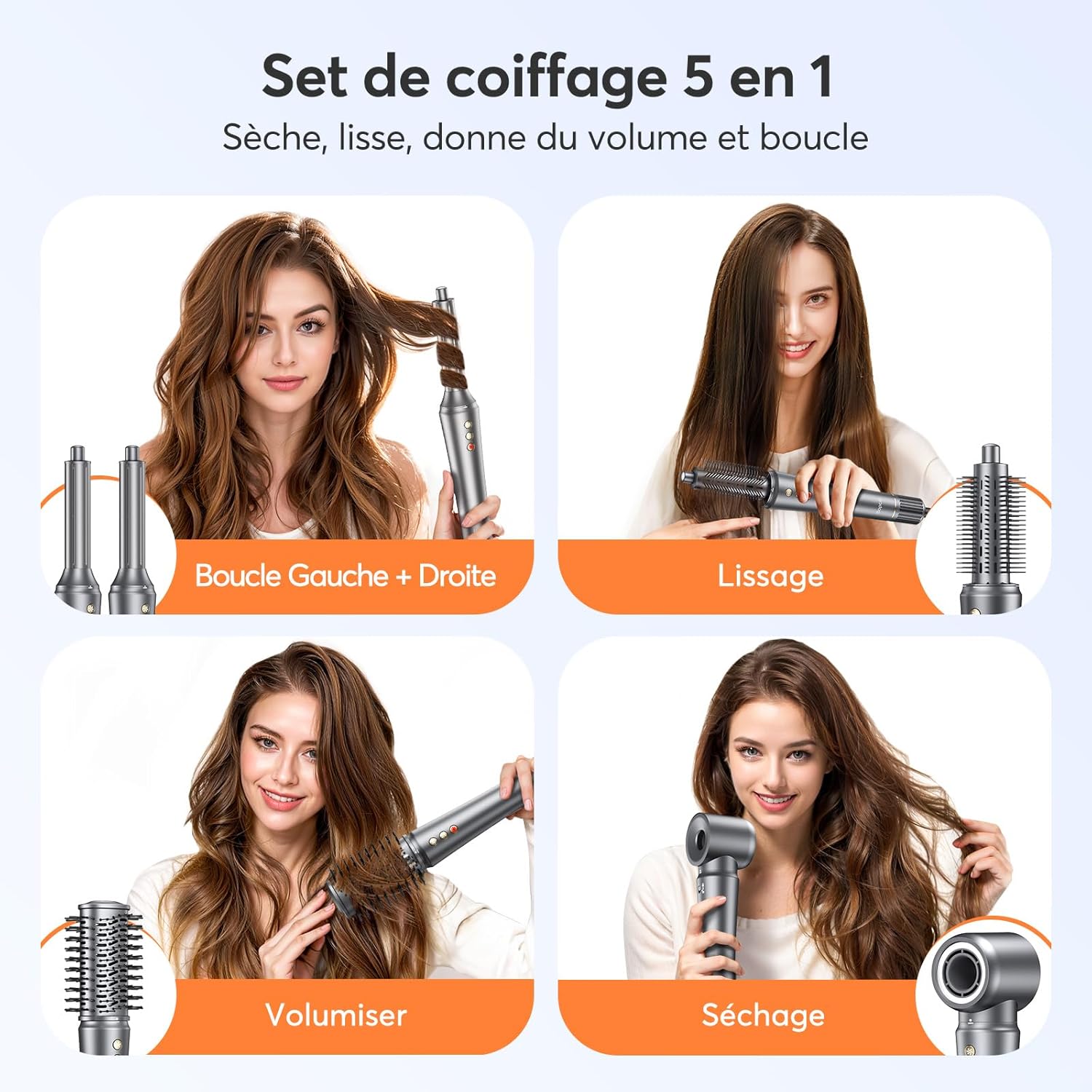 Bopcal - Hair Styler 5 en 1 - 110000 RPM - Fonction ionique, boucle automatique