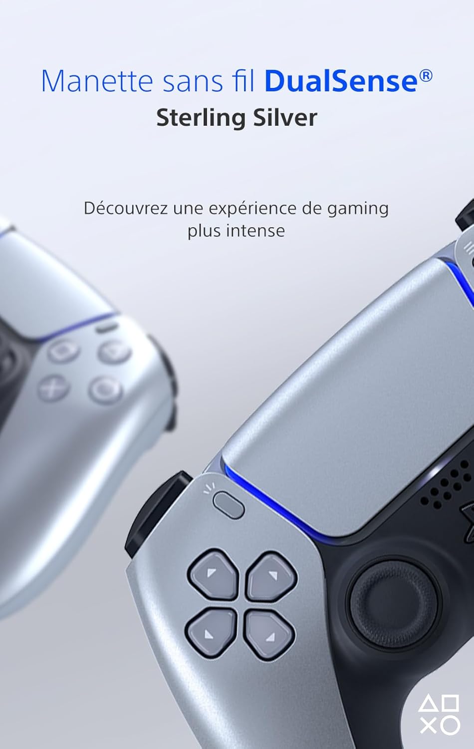 Sony - Manette DualSense PS5 - sans fil, Bluetooth, argent, batterie rechargeable