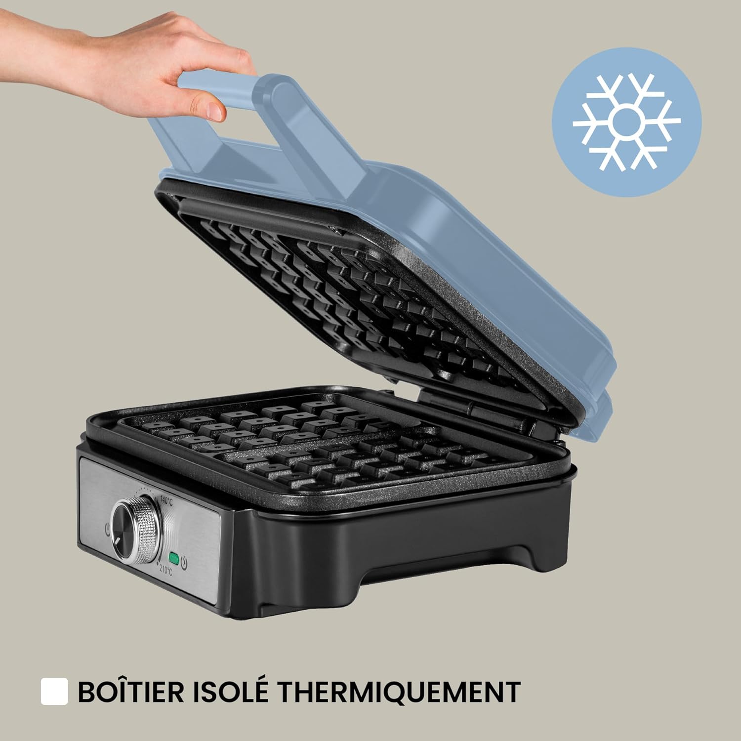 ZEEGMA - Gofree Chef - gaufrier 1200W, plaques antiadhésives, température réglable, indicateur cuisson, gaufres épaisses