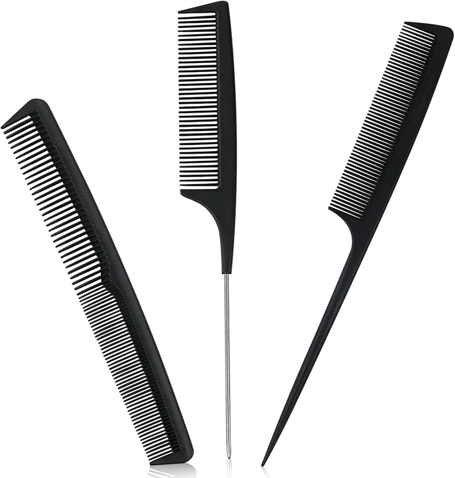 Peigne cheveux - Set 3 peignes carbone - fins, antistatiques, salon, homme