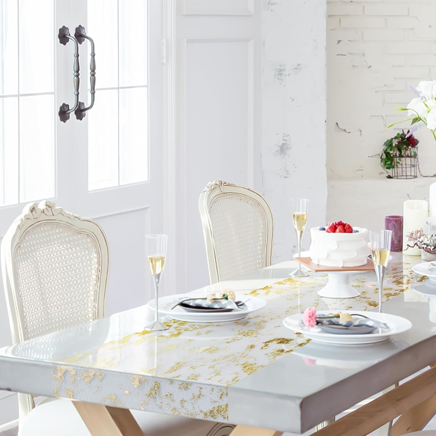 Chemin de table filet - polyester doré - 28x1000cm - Feuille d'or, déco fête