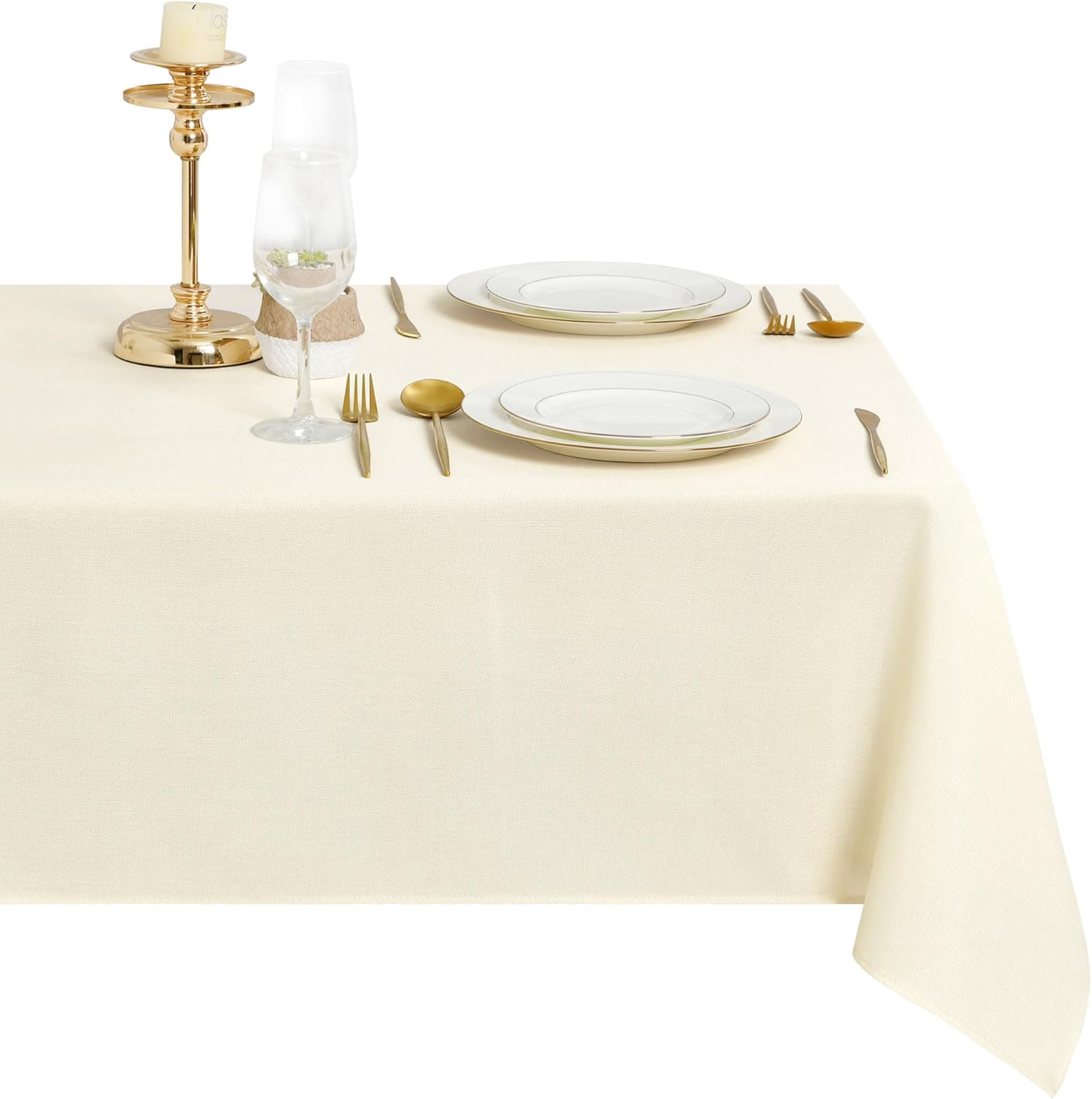 DWCN - Nappe aspect lin 135x300cm - antitache, imperméable, lavable