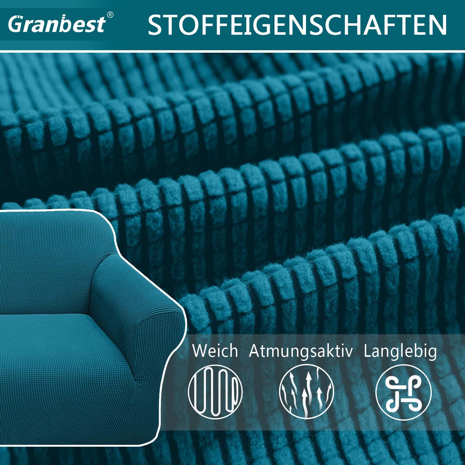 Granbest - housse canapé jacquard 1 place - extensible, protège animaux