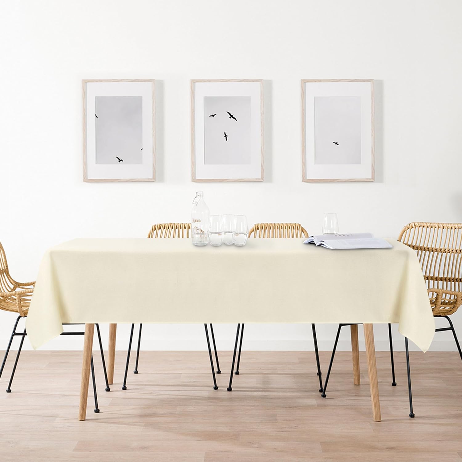 DWCN - Nappe aspect lin 135x300cm - antitache, imperméable, lavable