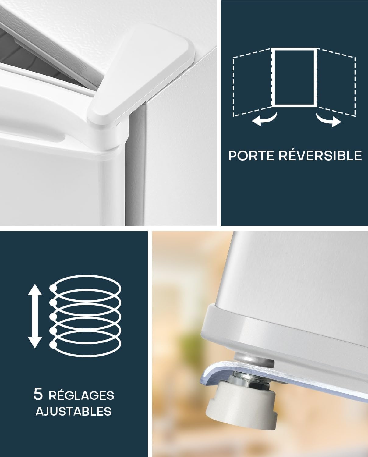 Upstreman - FR17 - 46L - Mini frigo avec congélateur, silencieux, porte réversible