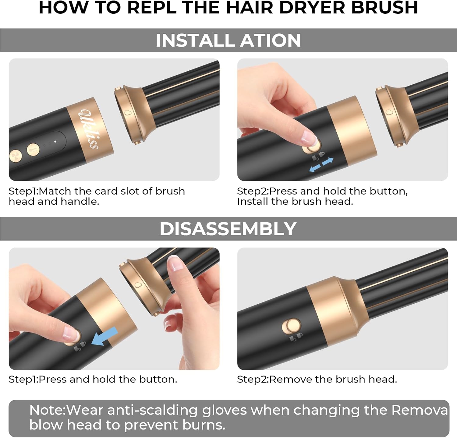 Brosse soufflante 7 en 1 - lissante, boucleur, 3 températures, ionique