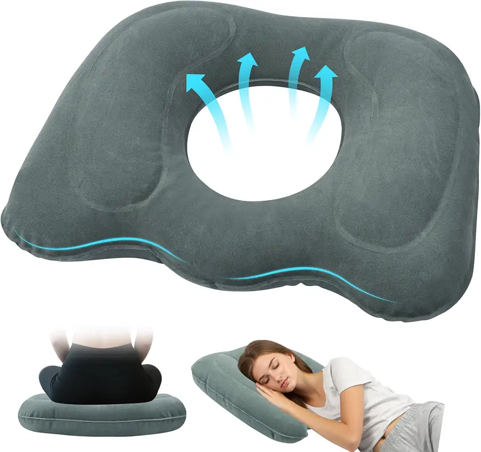 Coussin assise gonflable ergonomique - gris - idéal bureau/voyage