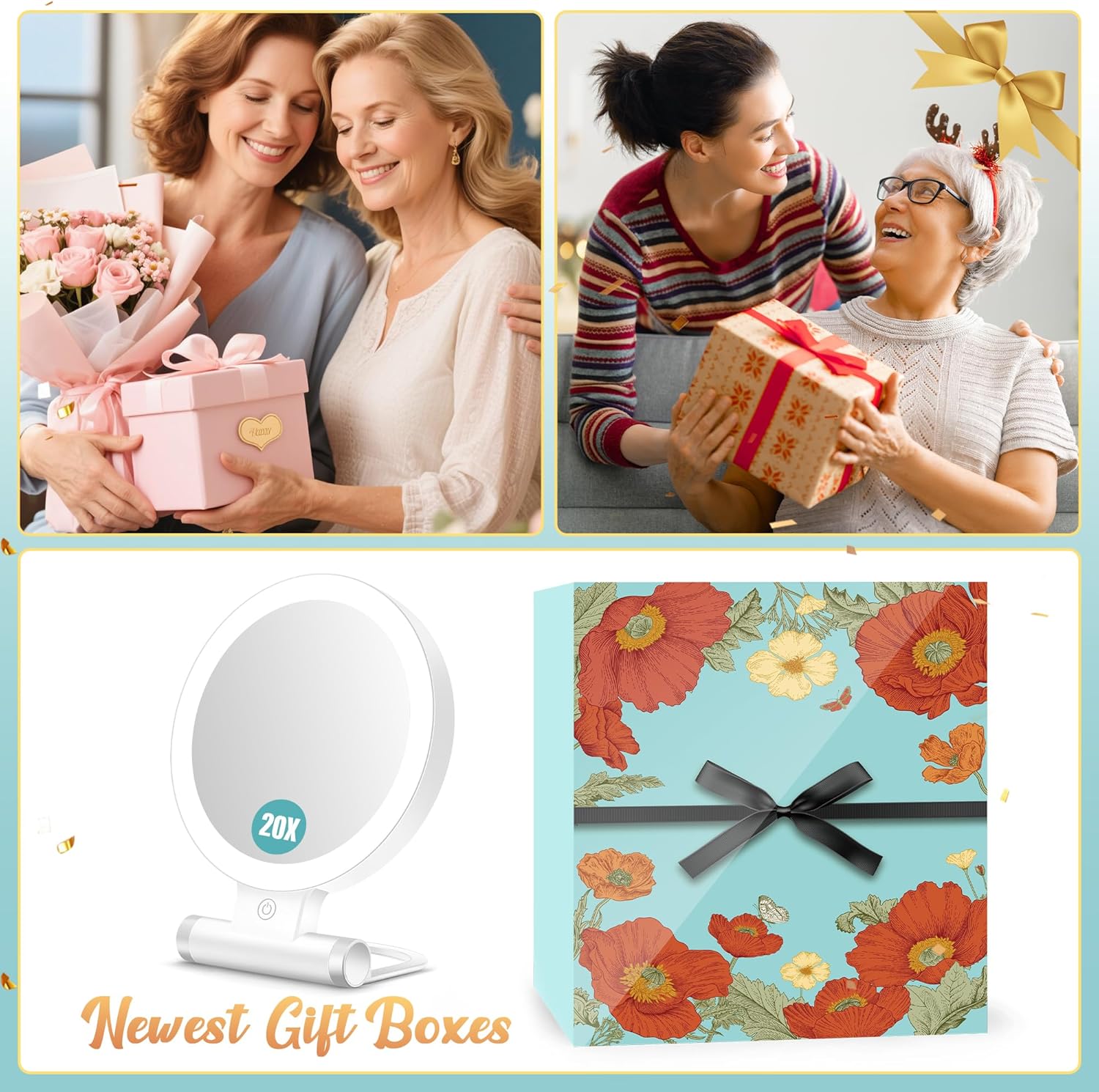 B Beauty Planet - miroir grossissant double face 20x/1x - éclairage LED, écran tactile