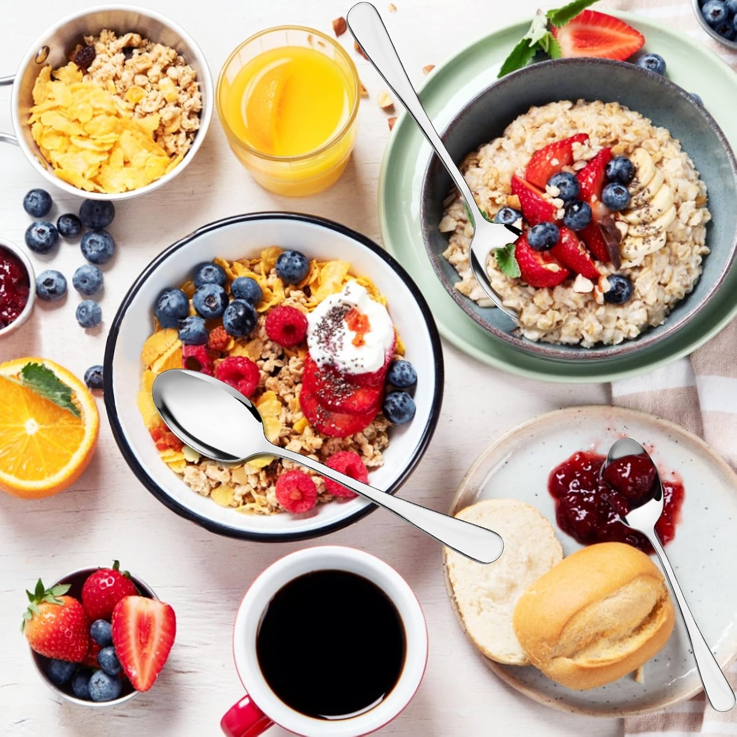 Cuillères à café - inox, 14cm - lot de 8, passe lave-vaisselle